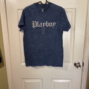 NWT Mineral Washed Blue Playboy Graphic Tee